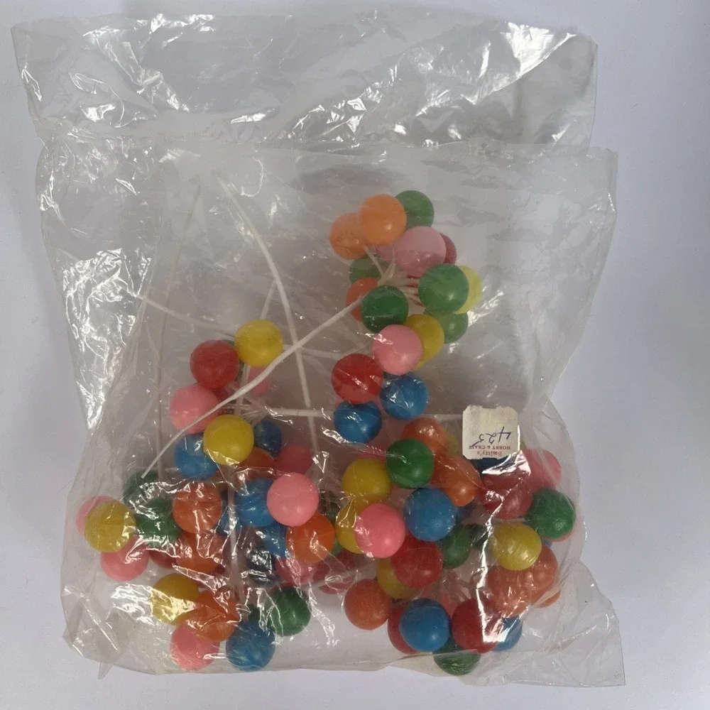 VTG Balloon Cake Toppers Set x9 Plastic Birthday Party Picks Clown Circus UNUSED